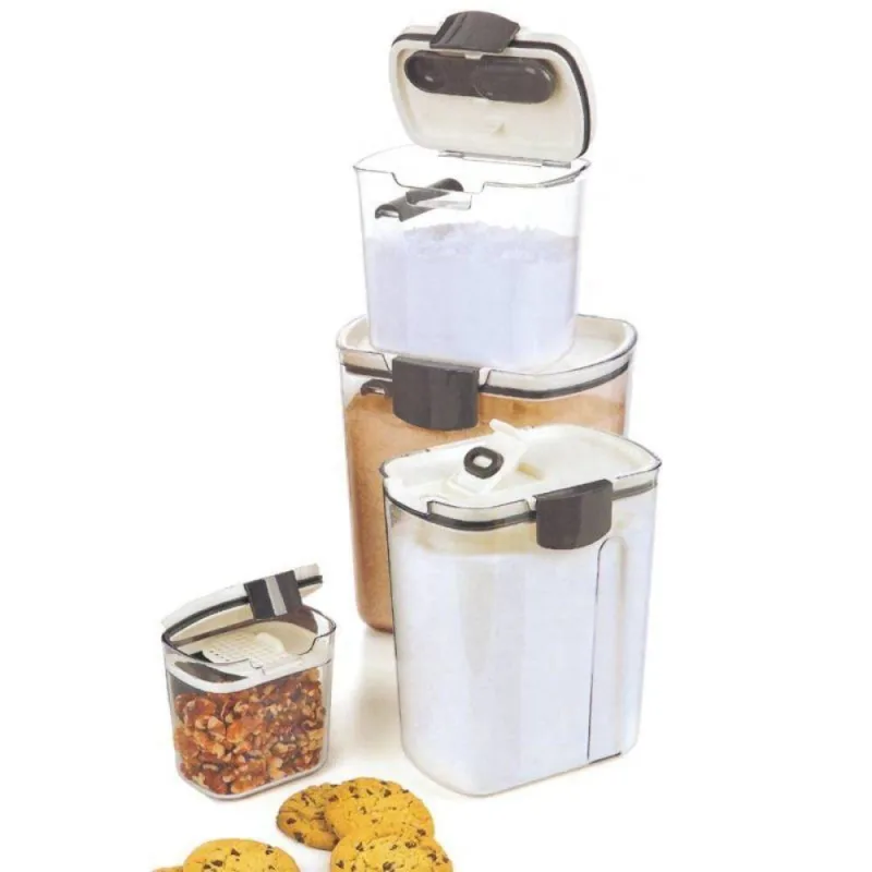 Conjunto 4 Potes Inteligentes Herméticos para Alimentos em Plástico Transparente Top Rio Comercial - OUTRAS