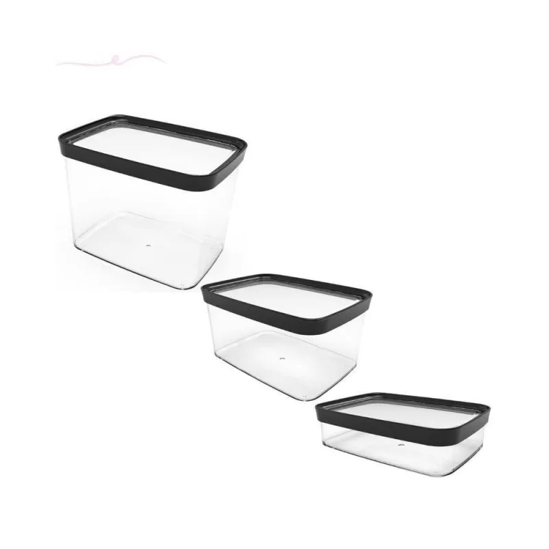 Conjunto 3 Potes Herméticos Tamanhos Diferentes Plástico PP BPA Free Microondas Freezer Transparente - OUTRAS - Utilidades Domesticas