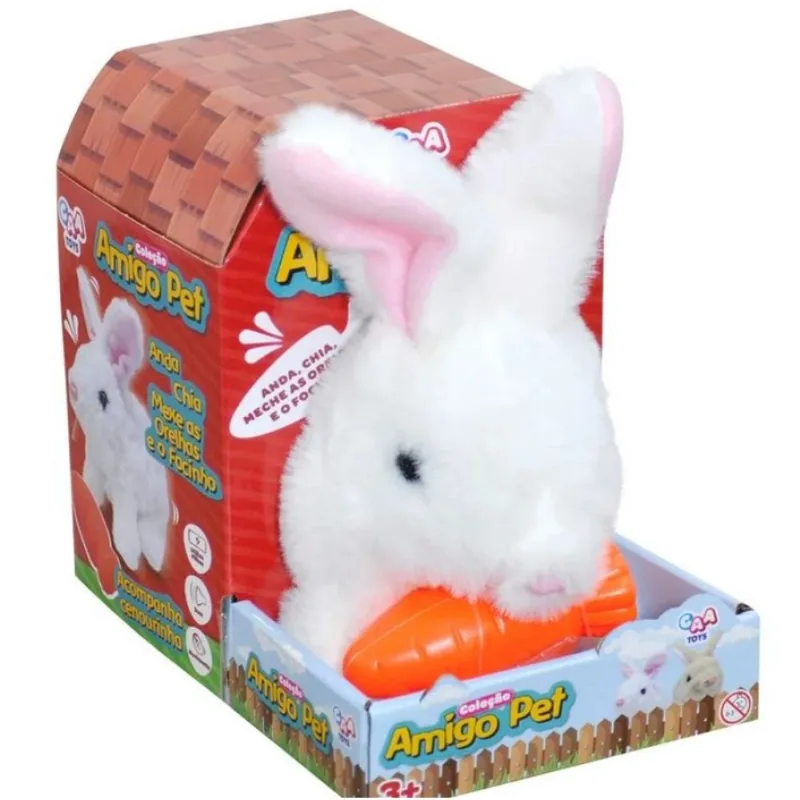 PELUCIA COELHO BRANCO FIFI MECANIZADO AMIGO PET - CAA BRASIL