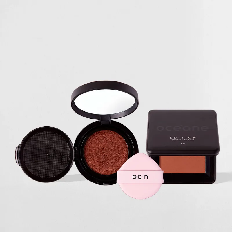 Kit Base Líquida Cushion 80 + Pó Compacto Toffee Océane Edition (2 Produtos) - Océane