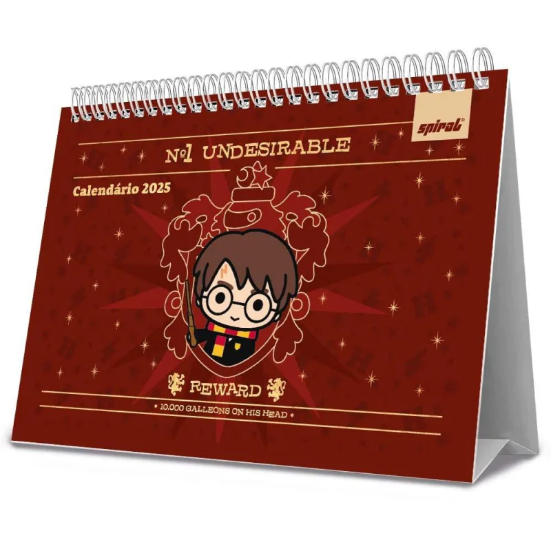 Calendário de mesa 2025 Harry Potter Charms 2512922 Spiral Hpc pt 1 un - Não Disponível - Papelaria