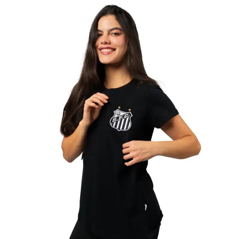 Camiseta Feminina Santos Futebol Clube Baby Look Escudo - Santos