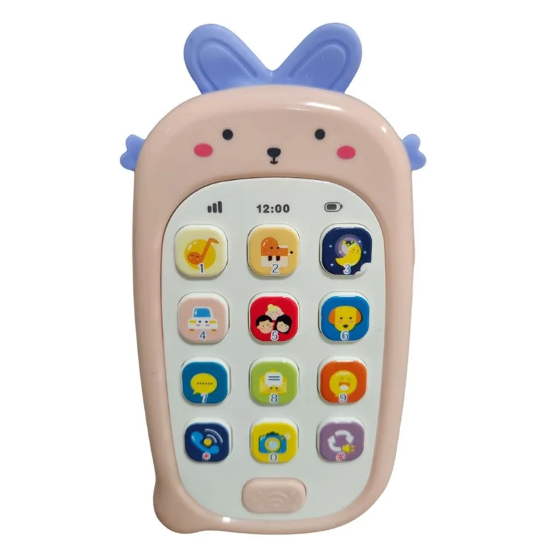 Baby Phone Telefone Musical Infantil Bebê - Brinquedo Educativo c/ Luz e Som Coelho - hk Brinquedos