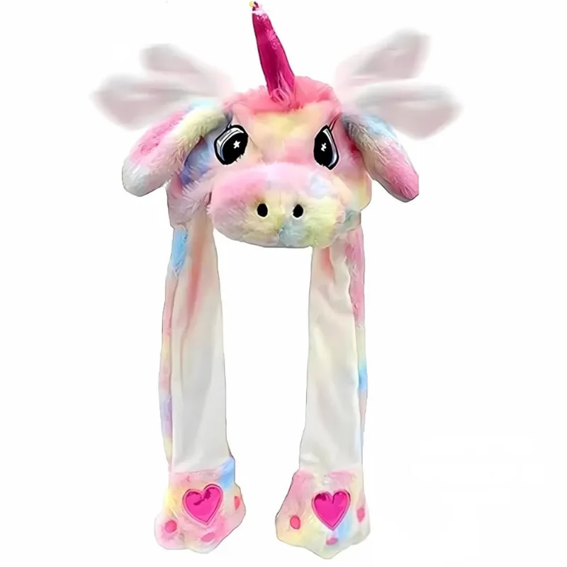Touca Pelúcia Brinquedo Aperta e Levanta Com Luz Unicórnio - Castela