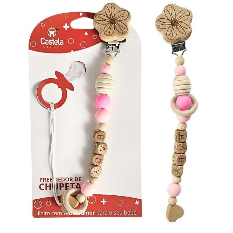 Prendedor de Chupeta Baby Miçangas Trava Clipe Livre bpa - Castela
