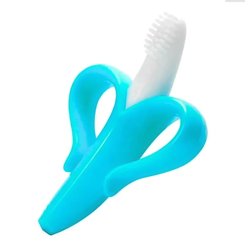 Mordedor e Massageador de Gengiva Escovinha Bebe Banana Azul Castela