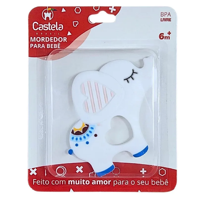 Mordedor Massageador Gengivas Macio Elefante Branco Castela