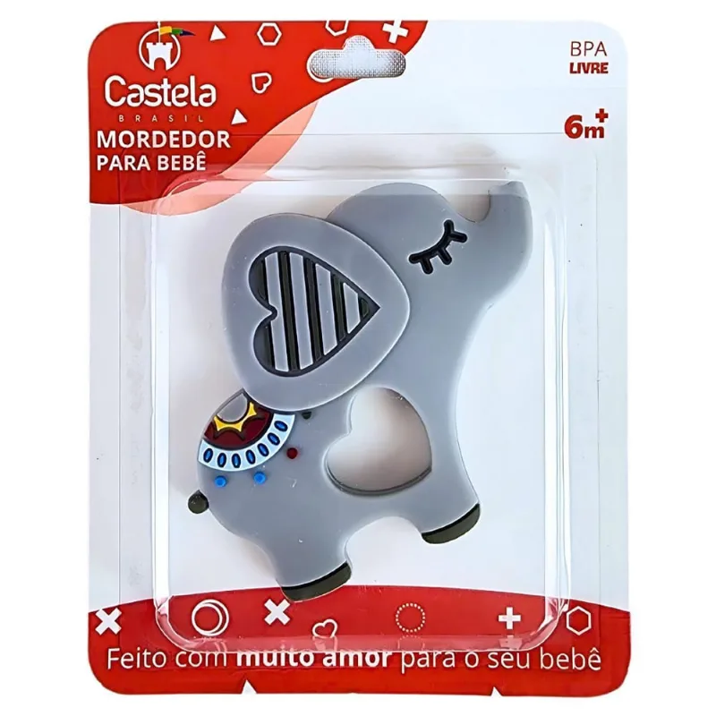 Mordedor Massageador Gengivas Macio Elefante Cinza Castela