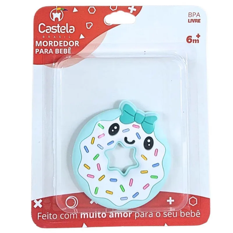 Mordedor Massageador De Gengivas Macio Donuts Verde Castela