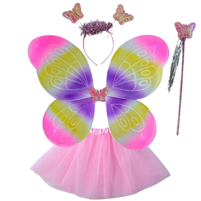 Kit Fantasia Infantil Fada Asa Tiara Varinha Festa Criança Fadinha Castela