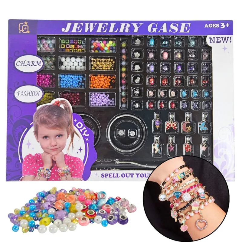 Kit Conjunto de Miçangas 600 Peças Pulseira Colar Artesanal Infantil Castela
