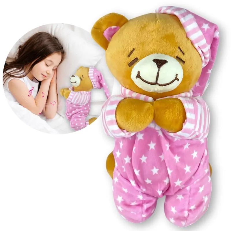 Ursinho de Pelúcia Fofinho Reza Oração Dormir Pijama Anjinho Da Guarda Rosa Castela