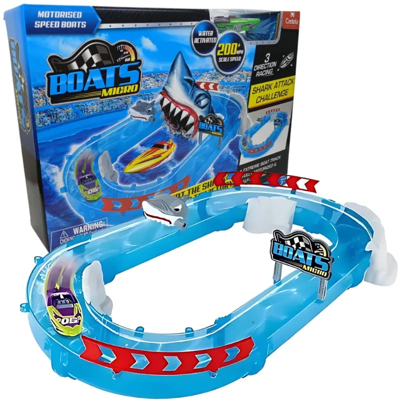 Desafio Ataque Do Tubarão Brinquedo Com Super Lanchas Micro Boats Castela