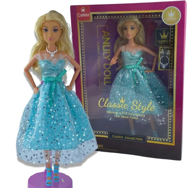Boneca Princesa Fashion Anlily Vestido E Acessorios Castela