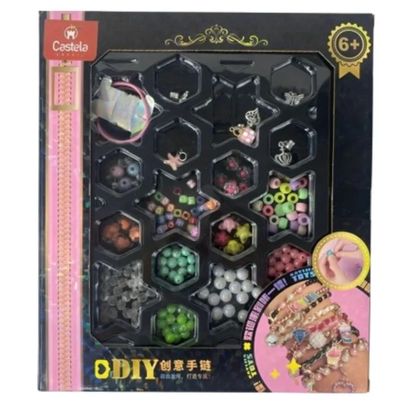 Kit Miçanga Infantil Coloridas Para Montar 160 Pecas Castela