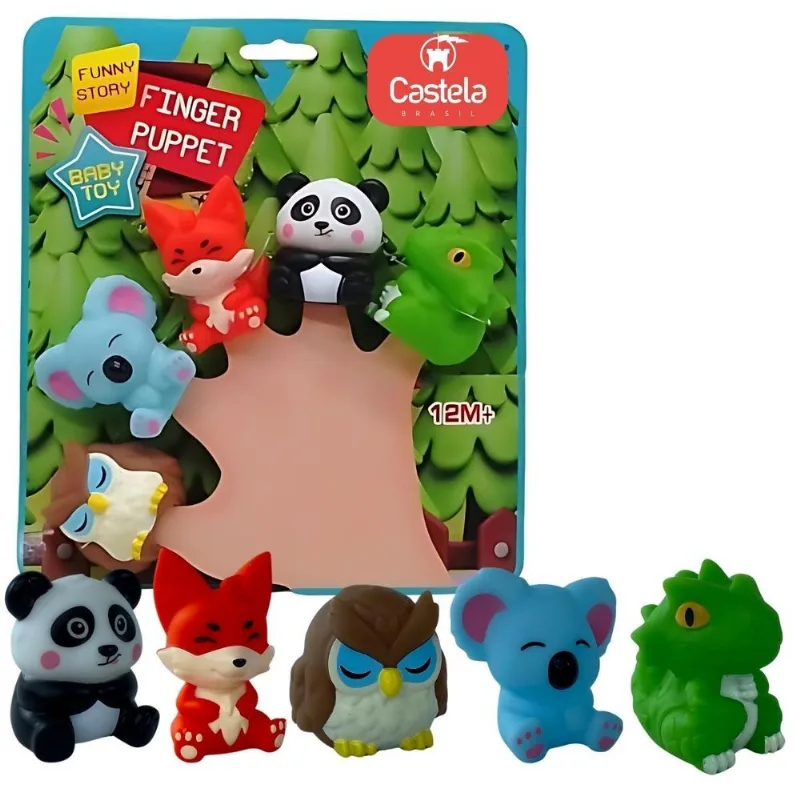 Brinquedo Infantil Dedoches De Animais Da Floresta - Castela