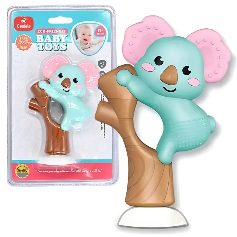 Chocalho Infantil Animal Coala Mordedor Ventosa Bebe Livre bpa Castela