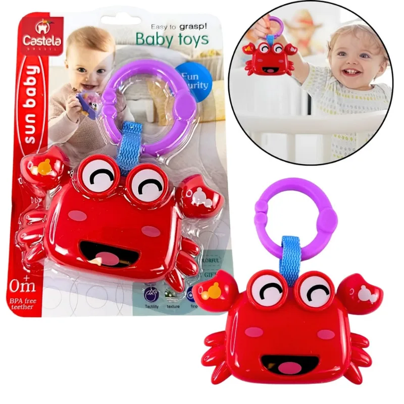 Chocalho Infantil Animal Caranguejo Mordedor Bebe Livre bpa Castela