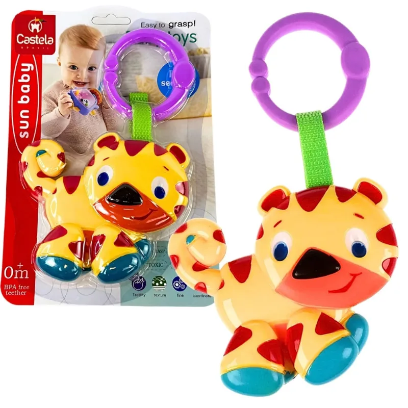 Chocalho Interativo Infantil Animal Tigre Bebe Divertido Não Toxico Castela