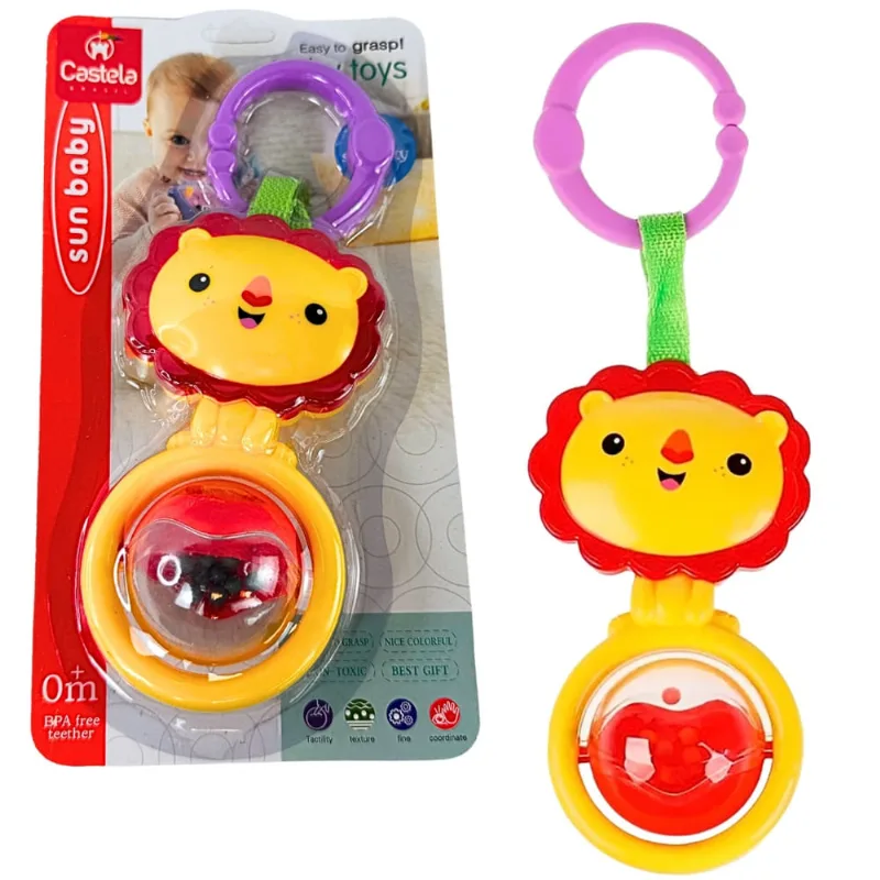 Chocalho Interativo Infantil Animal Leão Bebe Divertido Não Toxico Castela