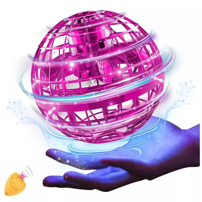 Bola Spinner Voa Divertido Led Drone Bomerang 360° Rosa Castela