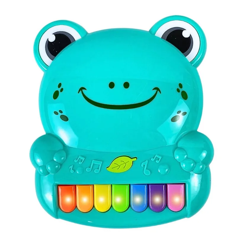 Brinquedo Piano Infantil Musical Luzes Sapinho Azul Castela