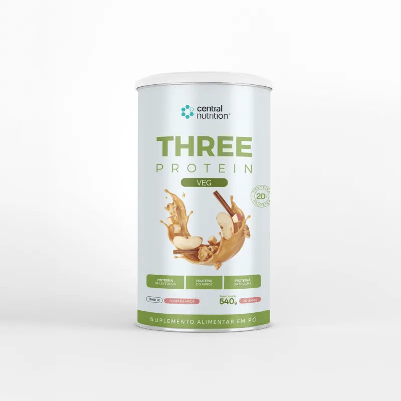 THREE PROTEIN VEG - 540g Torta de Maçã Sabor Torta de Maçã Torta de Maçã