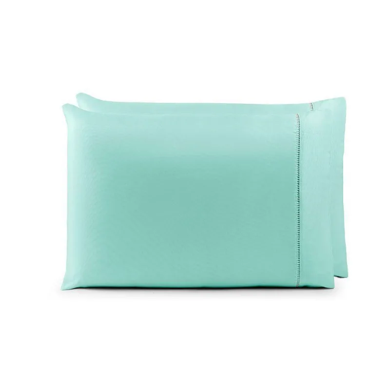 Par De Fronhas 70cm X 50cm 2 Peças Laura 100% Poliéster Toque Percal 200 Fios Cor:verdetiffany