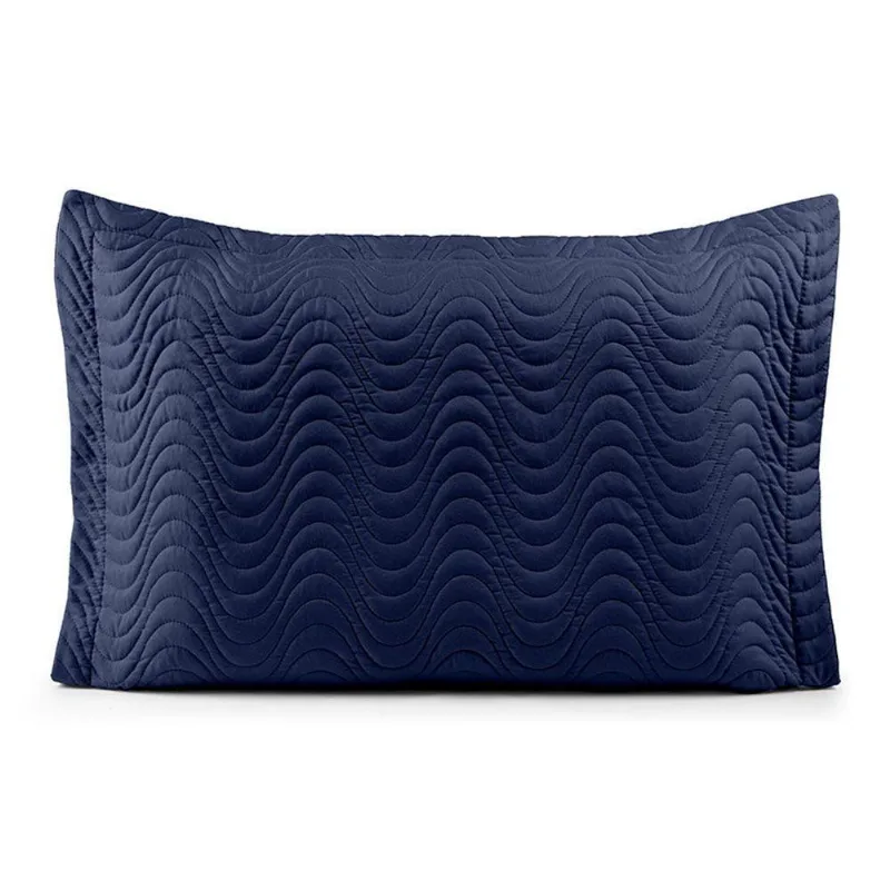 Porta Travesseiro Avulso 70cm X 50cm Com Debrum 1 Peça Laura Matelado 100% Poliéster Toque 200 Fios Cor:azulmarinho