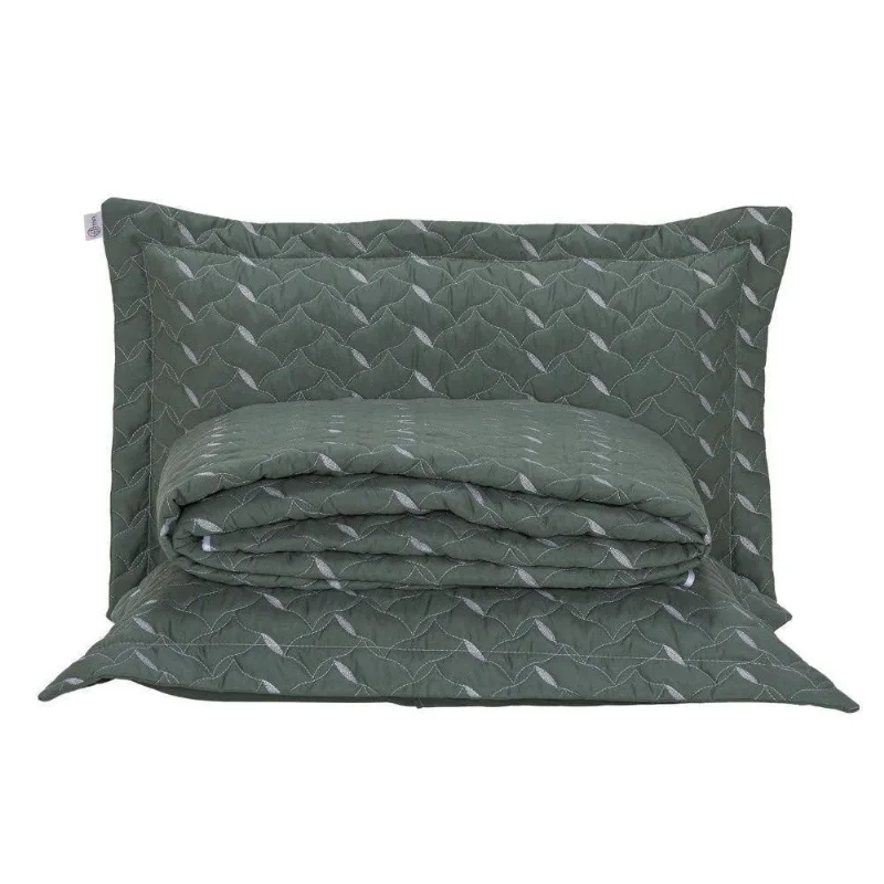 Cobre Leito Bordado 400 Fios Heitor Casal Padrão 100% Poliéster - Verde Militar