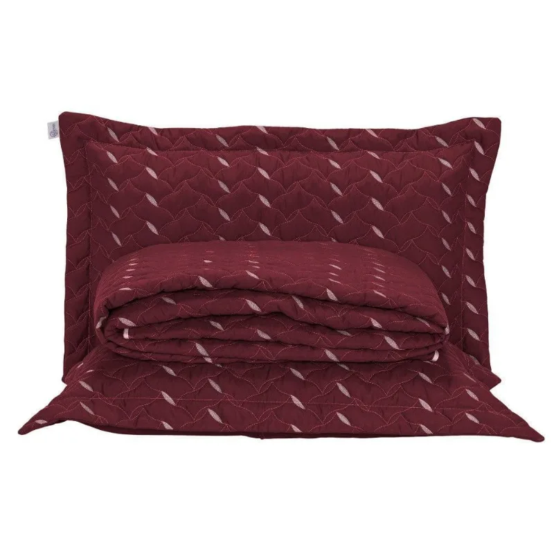 Cobre Leito Bordado 400 Fios Heitor Casal Queen 100% Poliéster - Vermelho