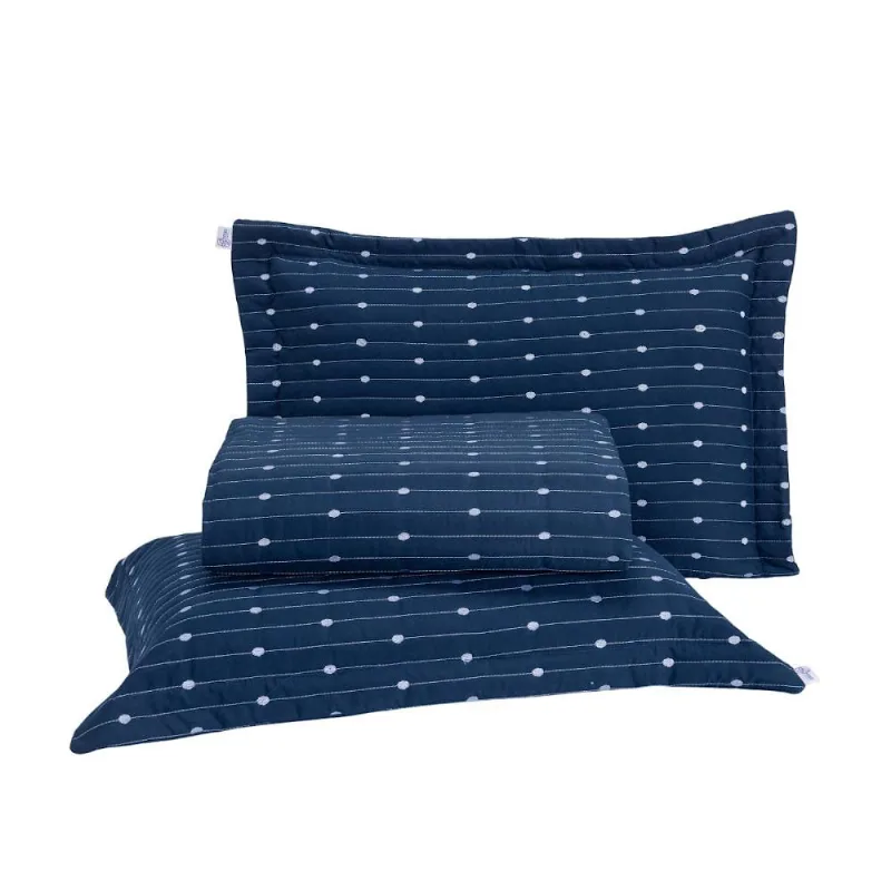 Kit Cobre Leito King 3 Peças Bordado Urbany Hipercal 400 Fios 100% Poliéster - Azul Marinho