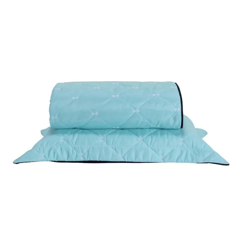 Kit Cobre Leito Dupla Face Solteiro 2 Peças Bordado Essence Hipercal 400 Fios 100% Poliéster - Verde Tiffany