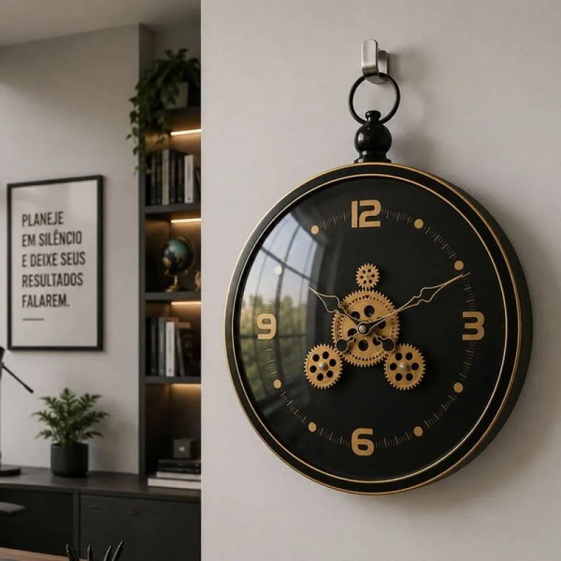 Relógio Parede Redondo Decorativo Industrial Vintage De 38cm - Genérico