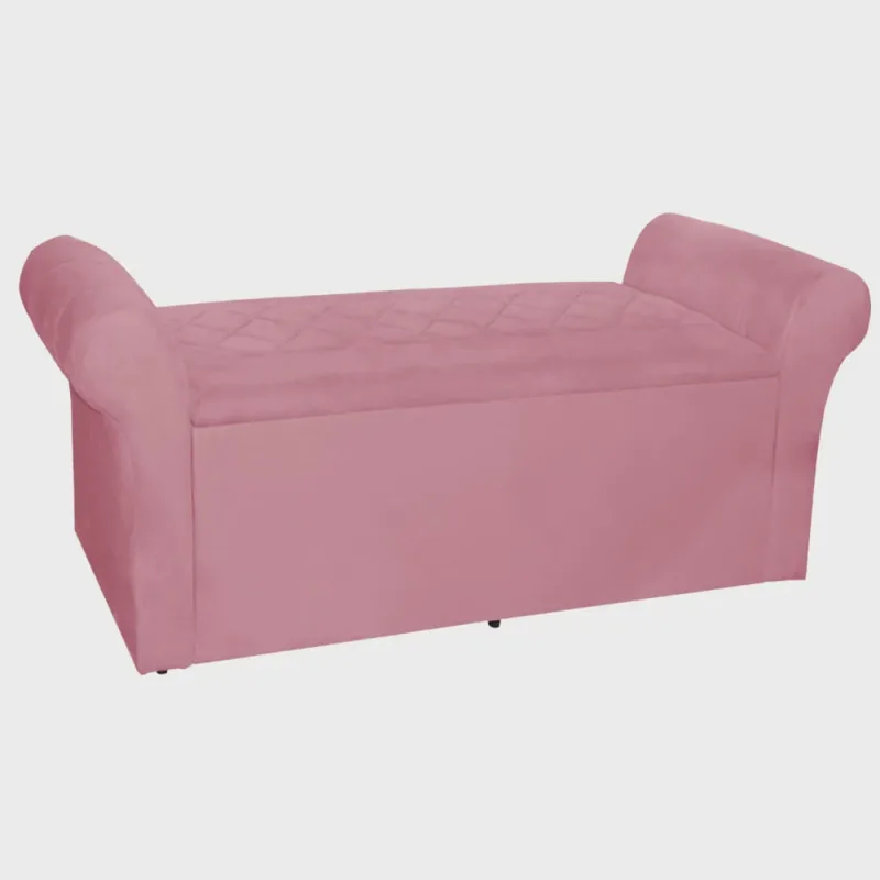 Calçadeira Báu Cancun 0,90 cm Suede Rosê - Montanaris Decor - Não Disponível