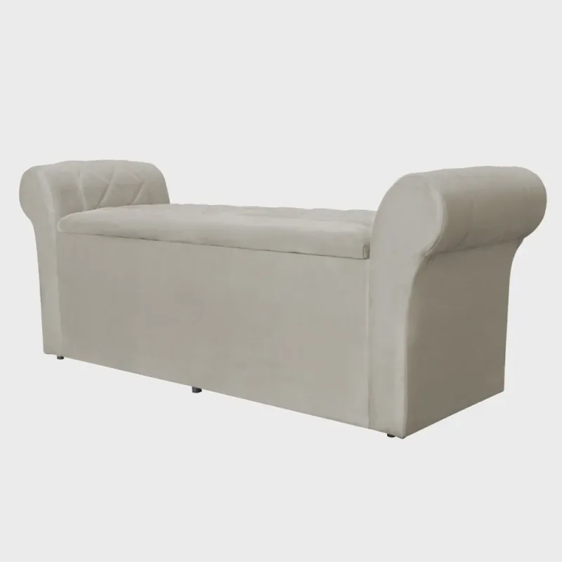 Calçadeira Báu Cancun 1,40 cm Suede Bege - Montanaris Decor - Não Disponível - Móveis