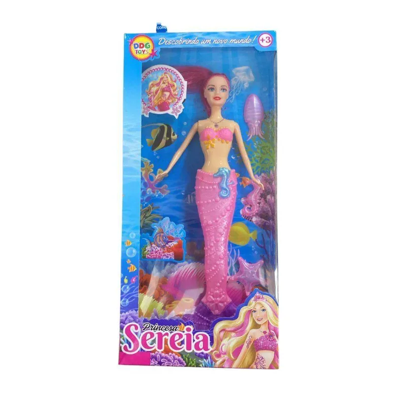 Boneca Princesa Sereia Ddg5160 Com Luz Som E Acessórios Ddg Toys