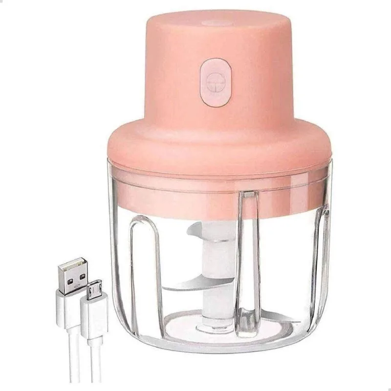 Mini Processador de Alimentos Elétrico Recarregável Usb 250ml 3 Lâminas Inox Rosa - OUTRAS - Eletroportáteis