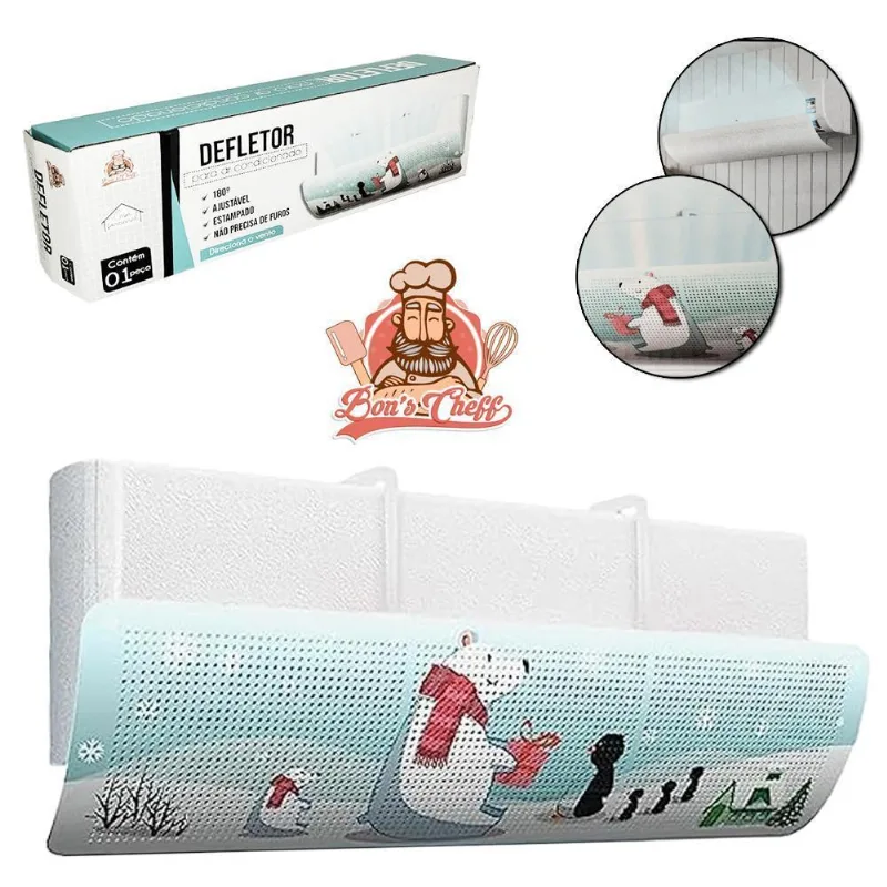 Defletor Ar Condicionado Plastico Ajustavel 180º 90x27cm