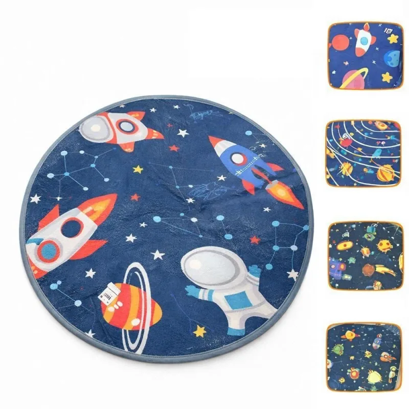 Tapete Astronauta Redondo 80CMx80CM Poliéster Antiderrapante Azul - OUTRAS - Casa E Construção