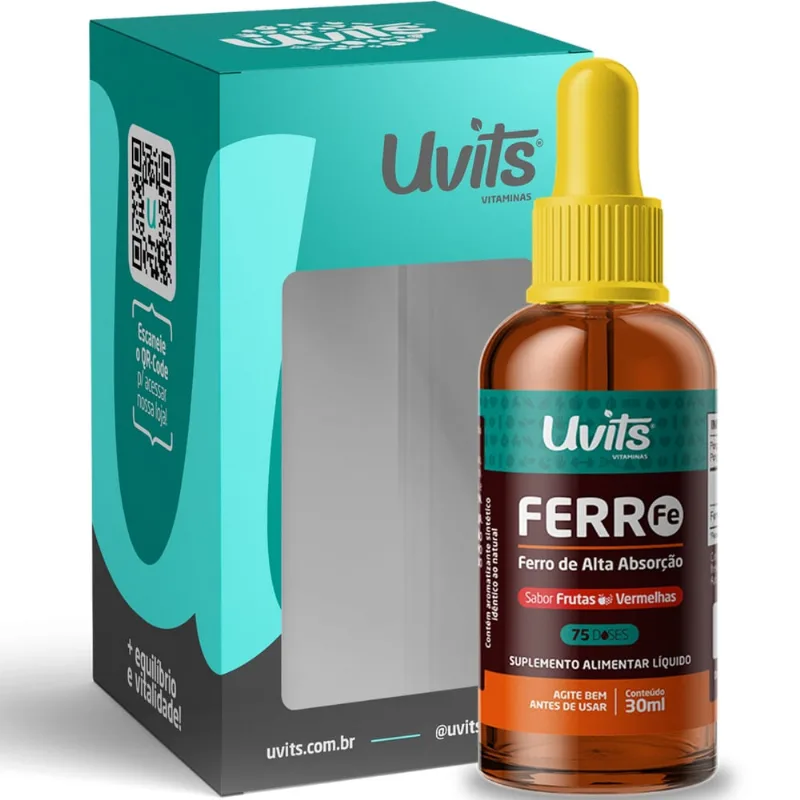 Bisglicinato de Ferro 30ml Sabor: Frutas Vermelhas