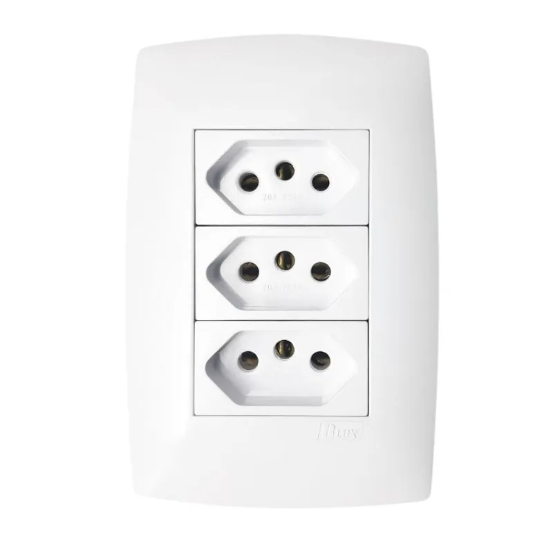 Conjunto 3 Tomadas 2P+T 20A 4x2 Home I B.Luxx Conjunto 3 Tomadas 2P+T 20A/250V 4x2 Branco Home