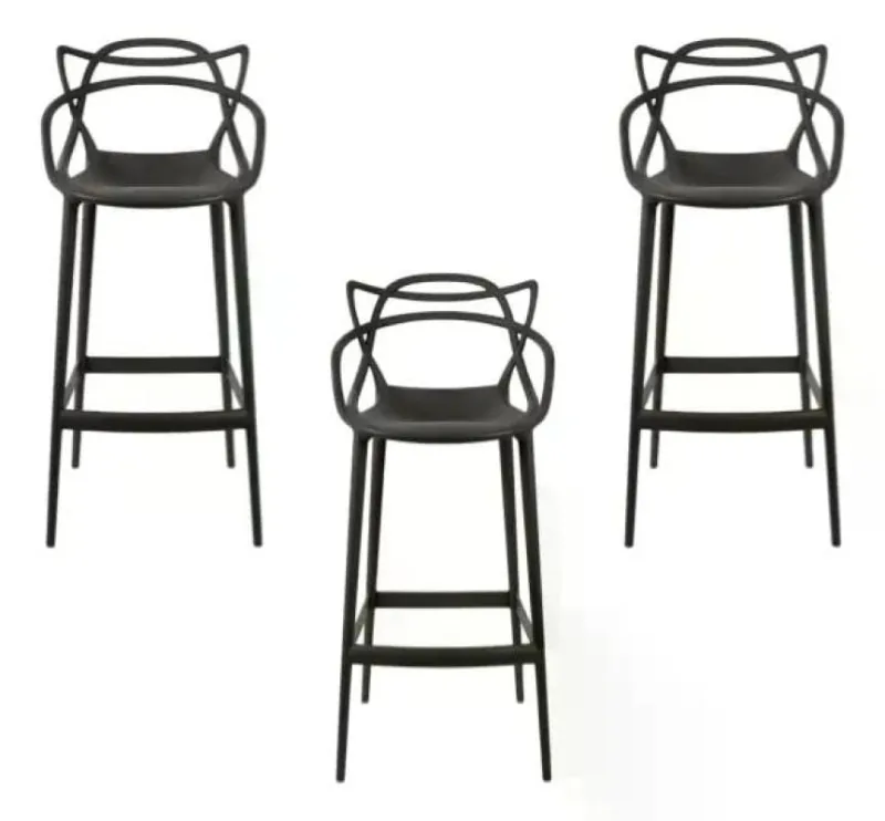 Kit 3 Banqueta Allegra Alta Master Cozinha Balcão , Preta - Decoreshop