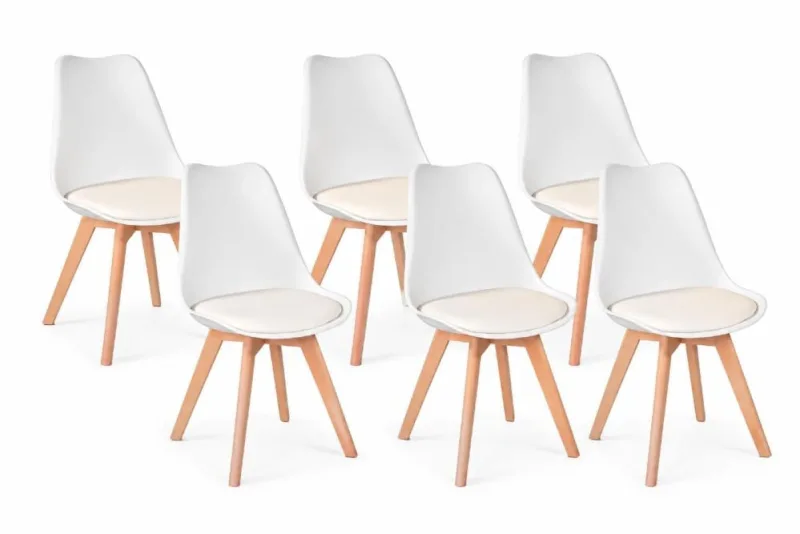 Kit c/ 6 Cadeiras Leda  Charles Eames, Saarinen Wood Branco - Decoreshop