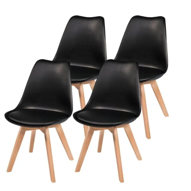 Conjunto Kit 4Cadeira Sala Jantar Saarinen Design Leda Preto - Universal Mix