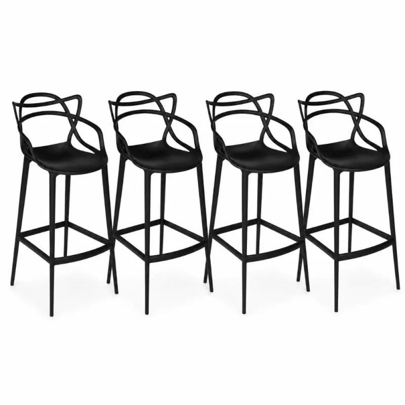 Kit c/ 4 Banquetas Allegra Polipropileno Alta 76cm Preta - Decoreshop - Móveis