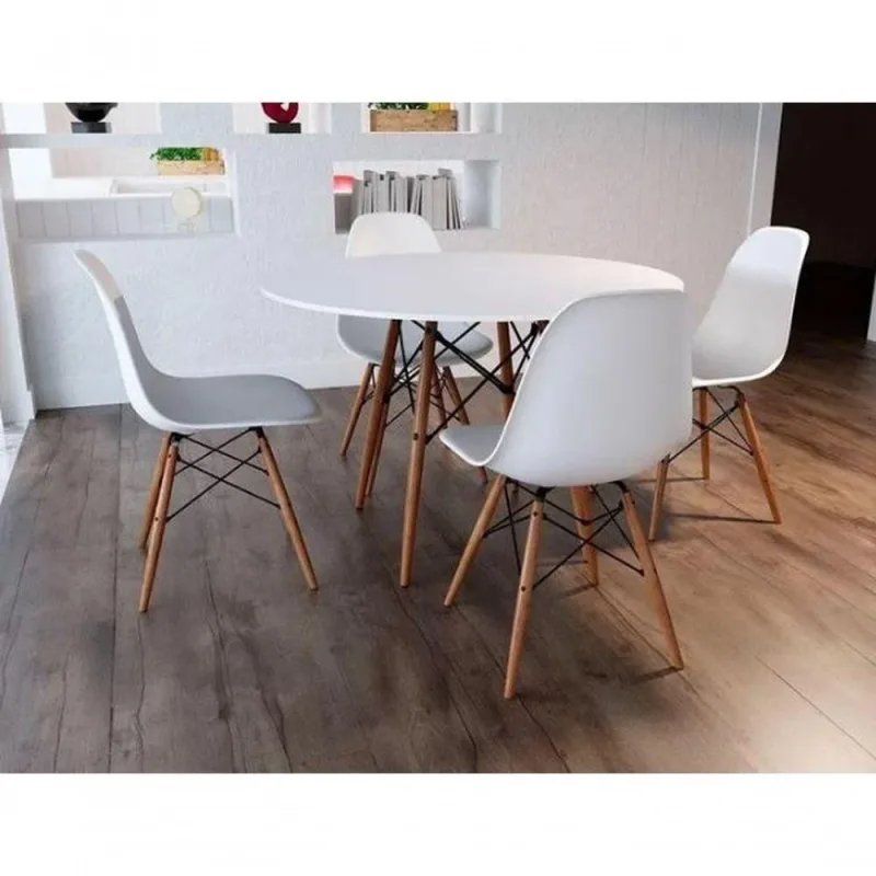 Conjunto De Jantar Mesa Eiffel 90cm Branca 4 Cadeiras Dkr - Universal Mix