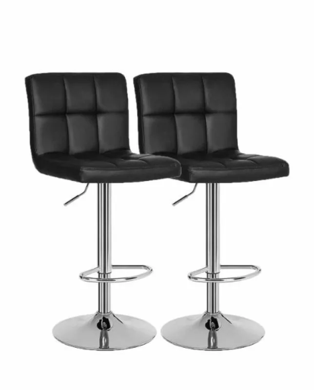 Kit 2 Banquetas Alta Gomos Estofada Giratoria Confortavel, Preto - Decoreshop