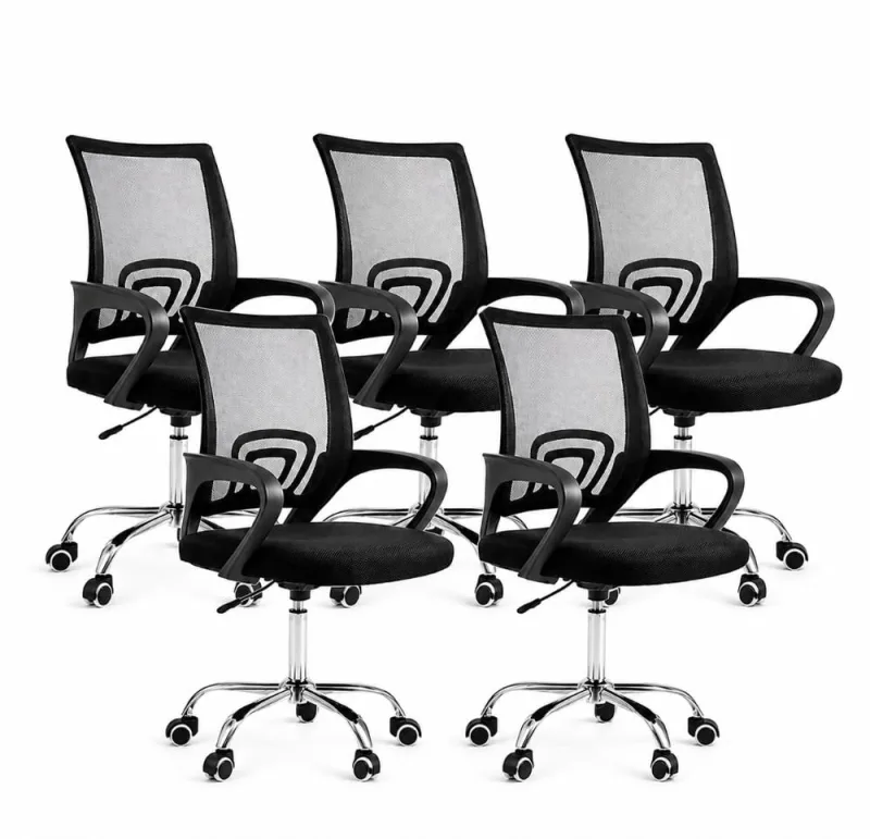 Kit 5 Cadeiras Office Mesh Java Ergonômicas Base Cromada - Decoreshop - Móveis