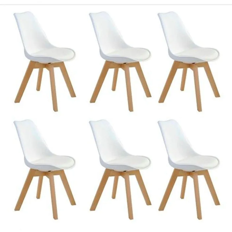 Kit Com 6 Cadeiras Leda Brancas Estofadas ? Elegância E Conforto Para Cozinha E Sala De Jantar - Decoreshop